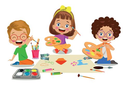 Lindos Niños Pintando En Clase 14830115 Vector En Vecteezy