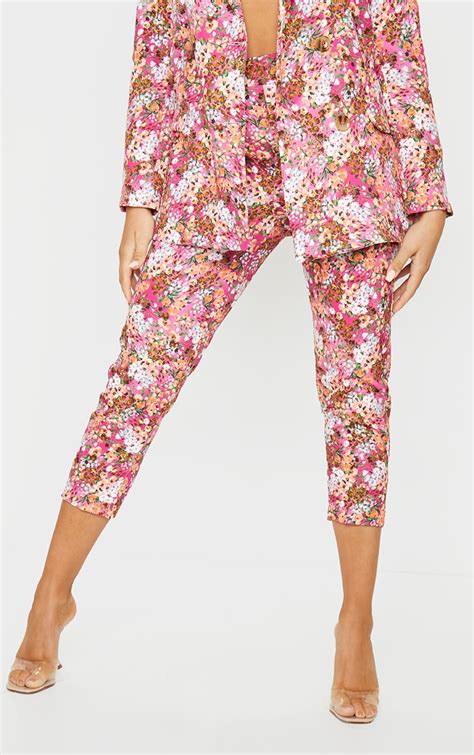 Pink Ditsy Floral Cigarette Trousers Prettylittlething Aus