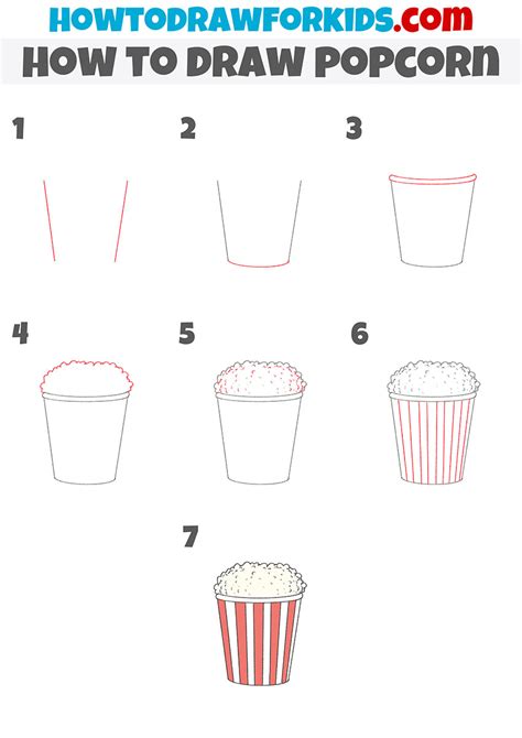 How To Draw Popcorn Easy Drawing Tutorial For Kids