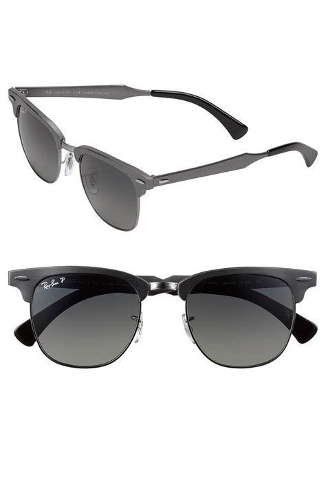Ray Ban Polarized Clubmaster 49mm Sunglasses In Silver Gunmetal Lyst