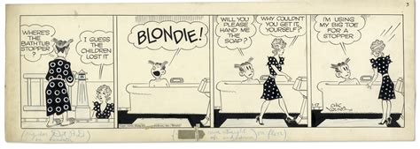 Lot Detail Chic Young Hand Drawn Blondie Comic Strip From 1945