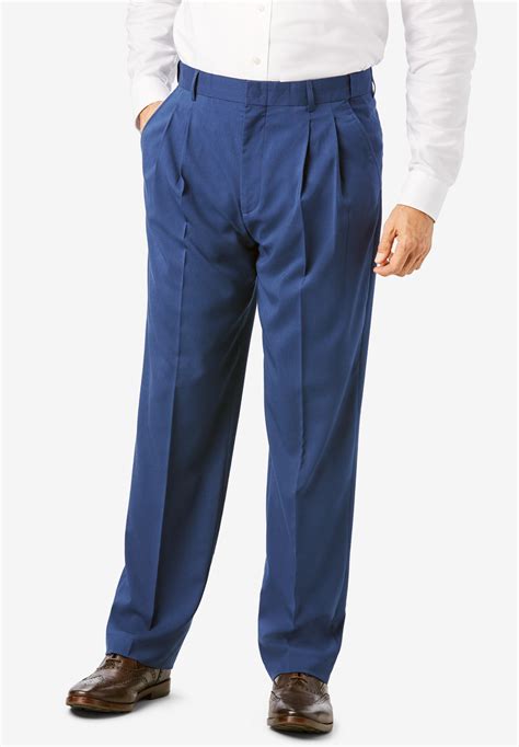 Easy Care Classic Fit Expandable Waist Double Pleat Front Dress Pants