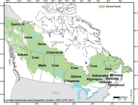 The Boreal Forest Of Canada And Names And Approximate Locations Of