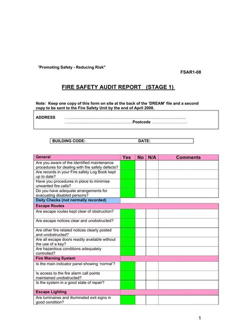 Fire Audit Report Sample Fill Out Printable PDF Forms Online
