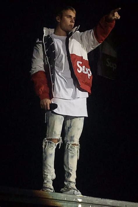 Justin Bieber Wearing Supreme Sideline Side Logo Parka In White Justin