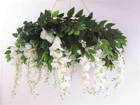 White Wisteria Flower Chandelier Artificial Wisteria Ceiling Hanging