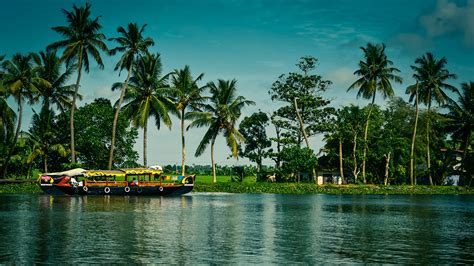 Image India Alappuzha Kerala Nature Riverboat Palm Trees 1920x1080