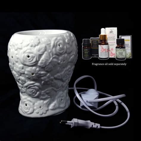 Decorandmore Ceramic Electric Oil Burner Lamp For Aroma Fragrance Oils And Wax Model D White
