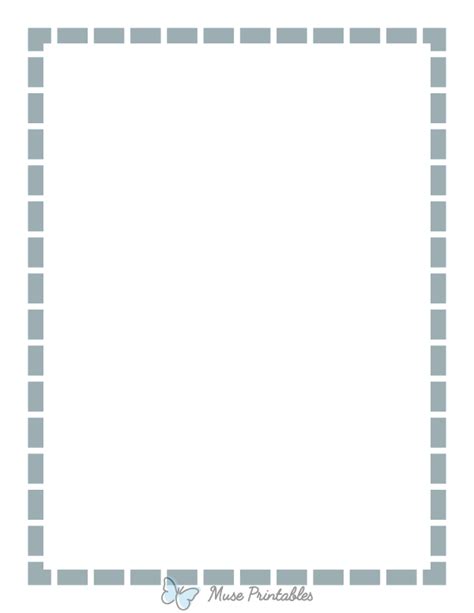 printable blue gray thick dashed line page border