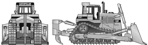 Caterpillar D10t Heavy Equipment Blueprints Free Outlines