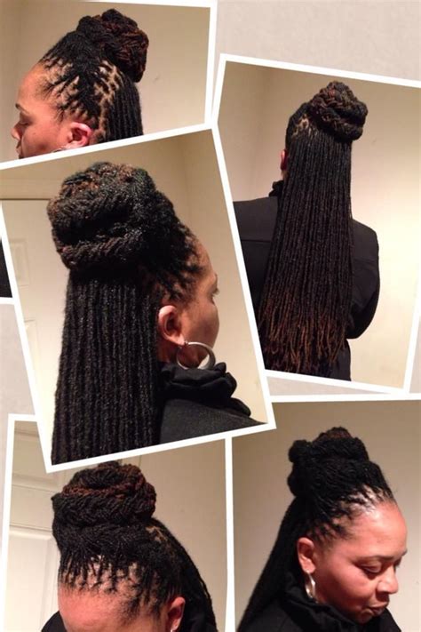 Once you get your desired look, give the hairstyle a personal touch with an ankara headscarf. Loc Half Updo in 2020 (With images) | Hair styles, Natural hair styles, Dreadlock styles