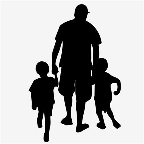 Father Son Silhouette Transparent Background Father With Two Sons