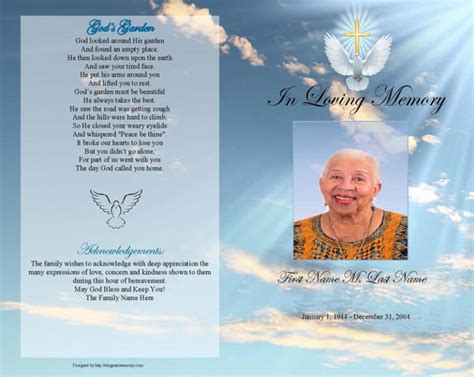 7 Free Funeral Program Templates Microsoft Word Templates Front