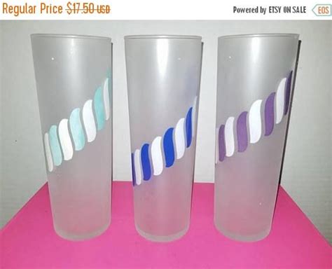 libbey rainbow frosted tumblers set of 3 candy stripe collins frosted collins frosted libbey