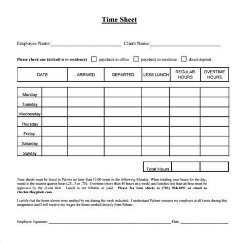 overtime sheet templates  sample  format