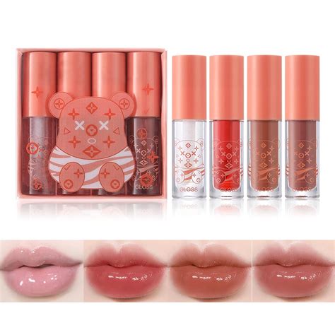 Amazon Com DAGEDA 4Pcs Shiny Lip Gloss Set Hydrating Lip Glow Oil