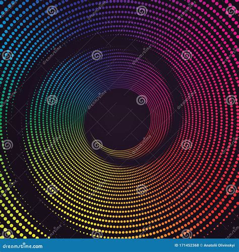 Colorful Round Spiral Abstract Rainbow Dots Background Vortex Vector