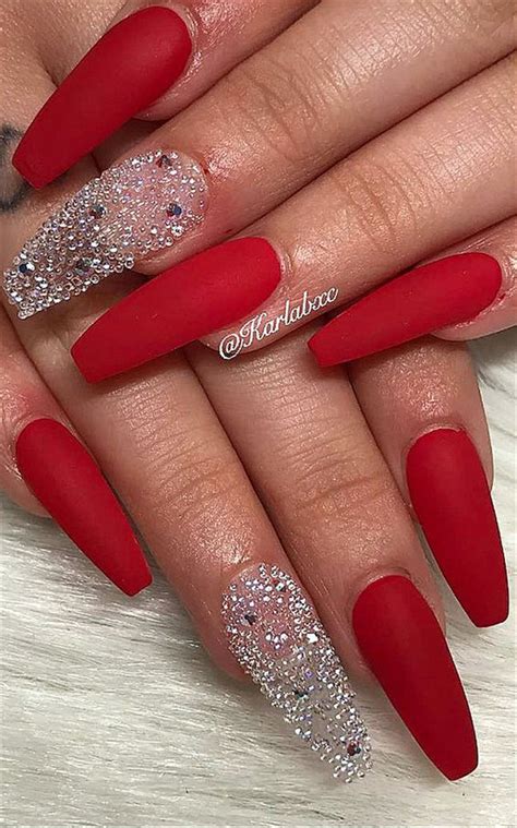 50 Trendy Winter Red Coffin Nail Designs For The Christmas And New Year