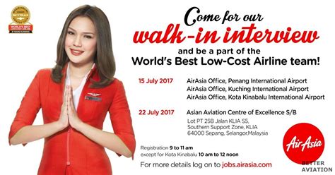 Drop cv , heigt and weight measurement , grooming check( visible scar) group discussion, individual discussion and tell them why you want to. AirAsia Female Cabin Crew Walk-in Interview (July 2017 ...
