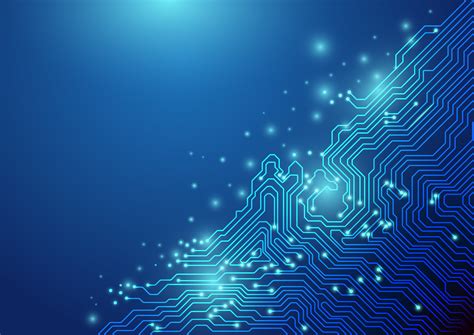 Abstract Lines Technology On Blue Background Chipset Concept