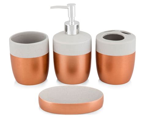 Shop from the world's largest selection and best deals for copper bathroom fixtures, accessories & supplies. Cooper & Co. Bathroom Accessories 4-Pack - Copper/Concrete ...