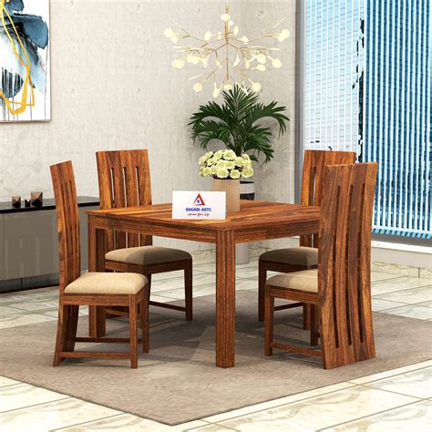 Buy Bagari Arts Wooden Solid Sheesham Wood Dining Table 4 Seater Dining