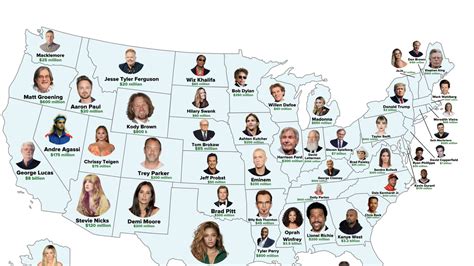 A Map Of The Richest Celebrity In Each Us State Indy100