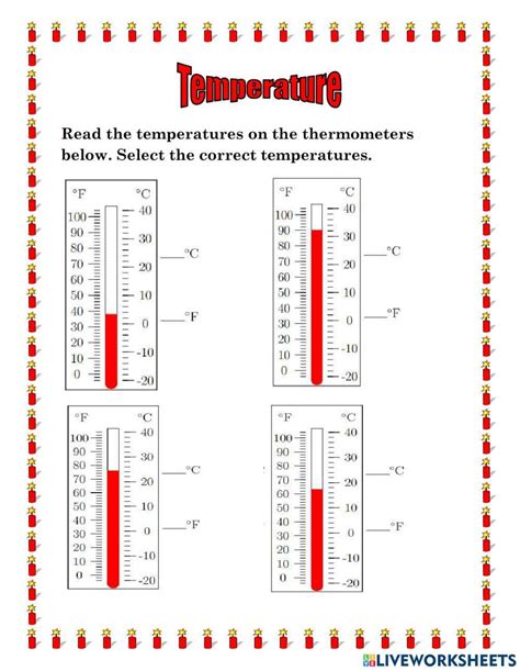 Temperature And Reading A Thermometer Worksheet Live Worksheets