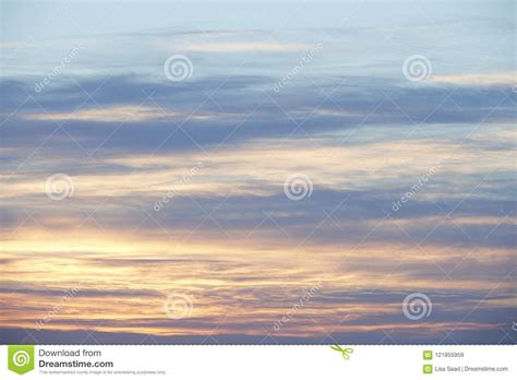 Light Blue Pink Yellow Sunset With Clouds Stock Image Image Of Sunset