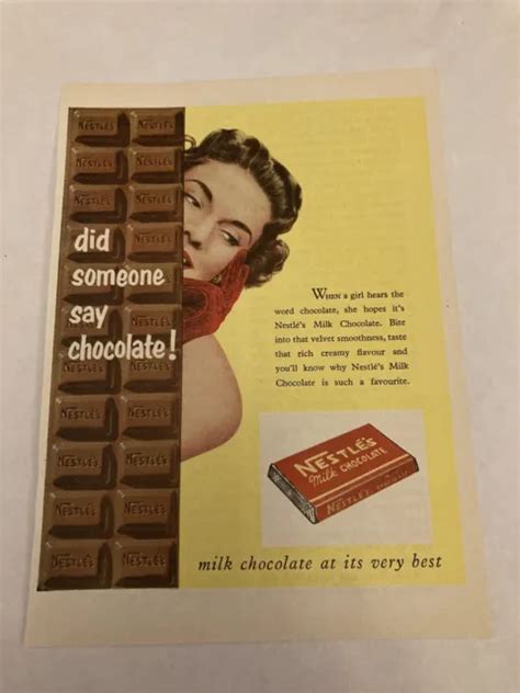NESTLÉS MILK CHOCOLATE Genuine 1956 Advert Sweets 6 20 PicClick
