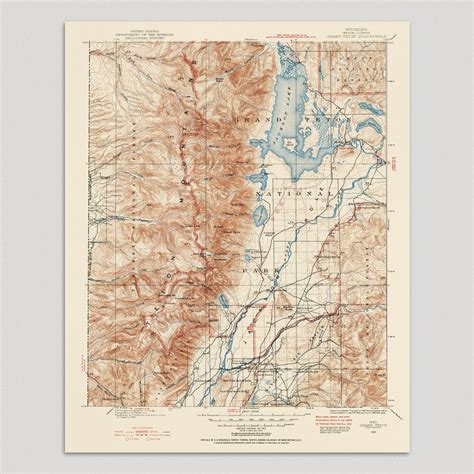 Grand Teton National Park Map Art Print 1899 Old Antique Map Etsy