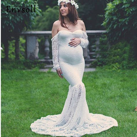 Envsoll Maternity Dress Maternity Photography Props Lace Sexy Maxi Dress Elegant Pregnancy Photo