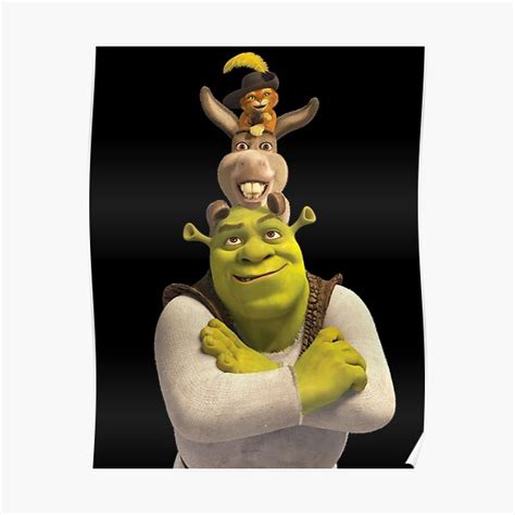 Shrek Donkey And Cat Poster For Sale By Myflare Redbubble
