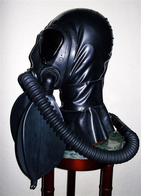 Fetish Heavy Rubber Latex Gas Mask Hood With Dark Tinted Lenses Double