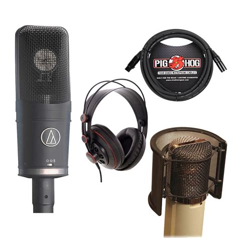 Audio Technica At 4050 Microphone With Popguard Headphones 10 Mic
