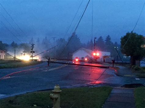 Downed Power Poles Block Streets Cause Outages In Newberg Katu