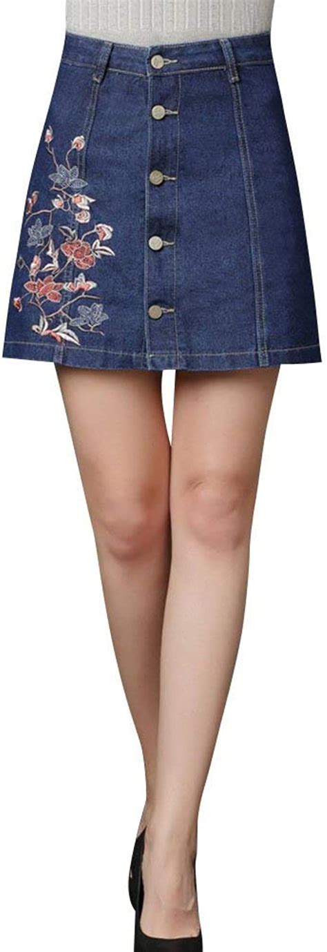 bolawoo 77 summer women s denim skirt retro high waist embroidery fashion brands denim short
