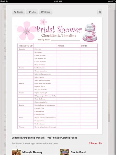 Bridal Shower Timelinechecklist Bridal Shower Planning Checklist
