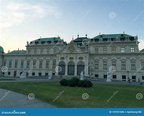 Historic Building Baroque Palaces Of Upper Belvedere At Sunset Time