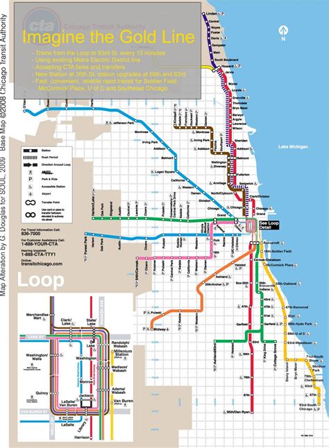 Blue Line Cta Mapa Chicago Tren Mapa Blue Line Amerikako Estatu Batuak