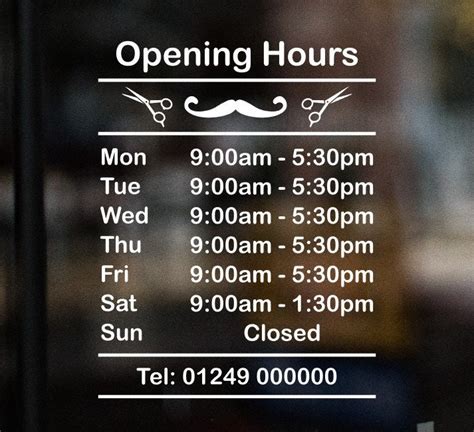 Personalised Barber Shop Opening Hours Window Door Sticker Etsyde