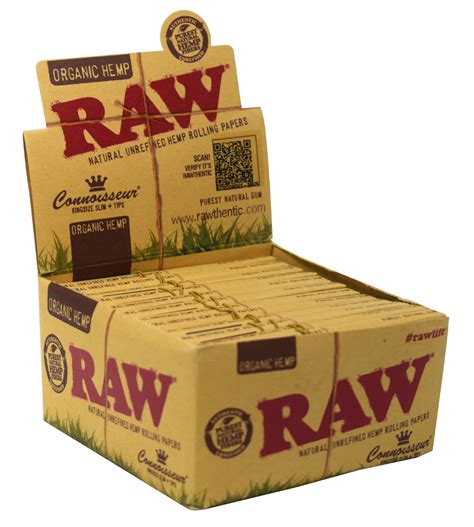 Raw Organic Hemp Connoisseur Kingsize Slim Rolling Papers 24 Packs