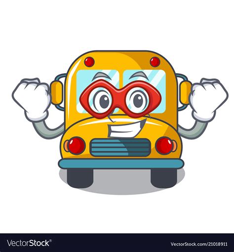 Super Hero School Bus Character Cartoon Royalty Free Vector
