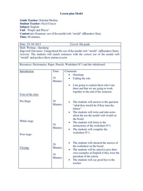 Lesson Plans 8th Grade Final Pdf Lesson Plan English Language