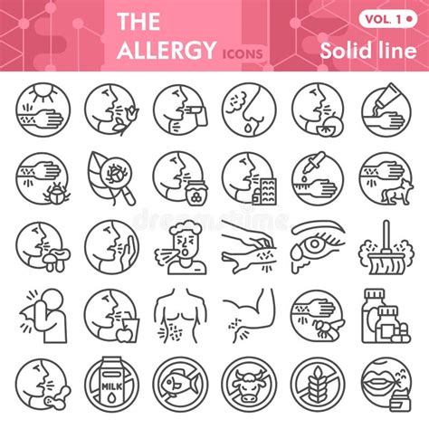 Allergy Line Icon Set Allergen Symbols Collection Or Sketches