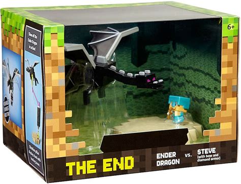 Minecraft The End Mini Figure Playset Ender Dragon Vs Steve With Bow