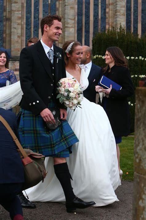 Major news for the tennis champ and his what would her wedding dress be like? Andy Murray Kim Sears beam with joy after their wedding at ...