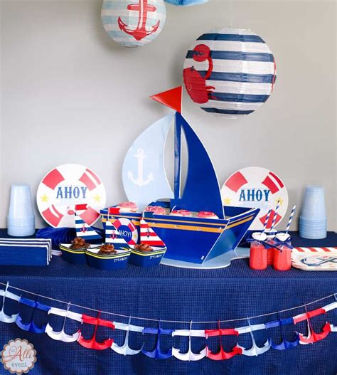 Nautical baby shower decorations for boy, ahoy its a boy baby shower decorations party supplies kit by homond, unique nautical themed paper fans cake topper. How to Host an Adorable Nautical Baby Shower - An Alli Event