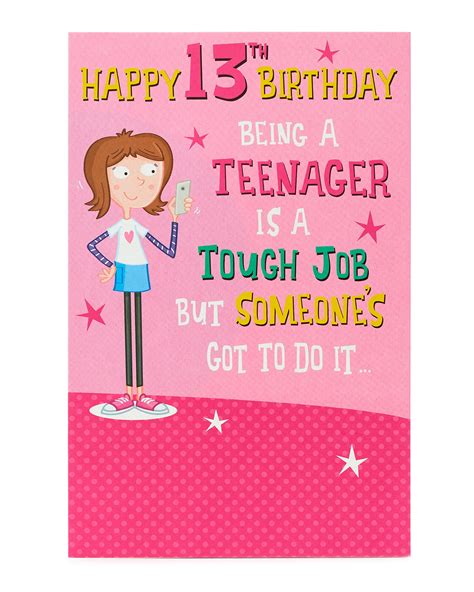 buy uk greetings13th birthday card birthday card 13 year old girl teenager birthday card