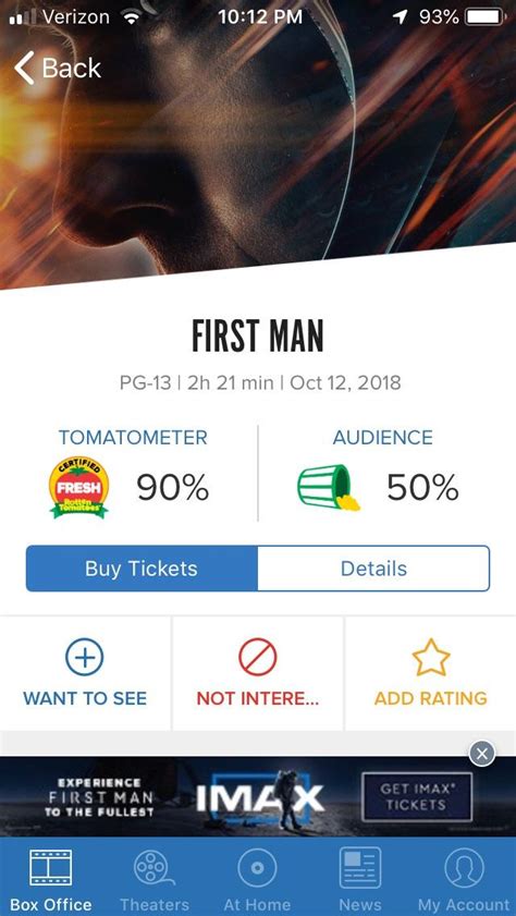 Less than 60 and it gets a rotten tomato. I give First Cuck a low score on Rotten Tomatoes to own ...
